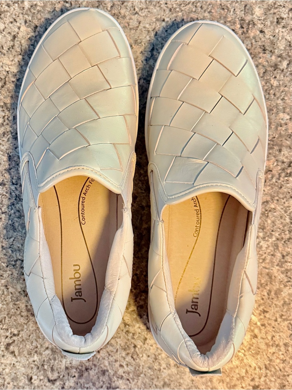 Jambu Women's Cream Woven Slip-On Sneakers- Size 11